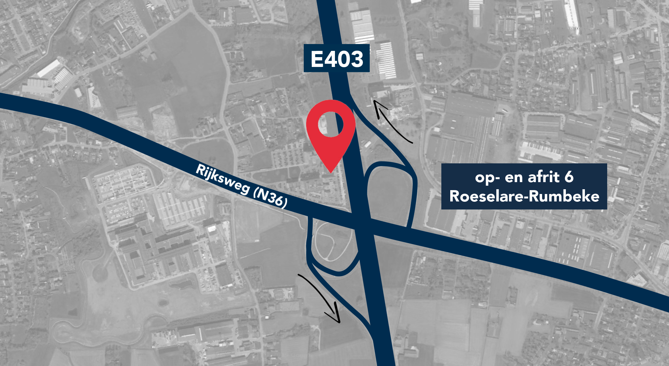 Accent Business Park is fantastisch gelegen langs de E403 en nabij op- en afrit 6 Roeselare-Rumbeke.
